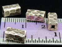 KK-035 Thai karen hill tribe handmade silver 5 hammered square tube bead