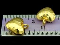 KG-450 24K gold vermeil Karen hill tribe handmade silver 2 hammer puffy heart shape charm