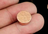 KZ-249 Thai karen hill tribe handmade silver 2 rose gold vermeil hammered cylinder round shaped bead