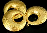 KG-271 Thai karen hill tribe silver 1 gold vermeil hammered puffed crescent charm