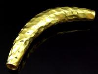 KG-218 24K gold vermeil Karen hill tribe handmade silver 1 hammered huge curved tube bead