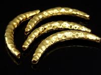 KG-152 24K gold vermeil Karen hill tribe handmade silver 1 hammered curve tube bead 