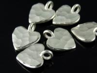 3KH-100 Thai karen hill tribe handmade silver 6 hammered heart shape charm (Single side)