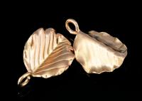 KZ-240 Thai karen hill tribe handmade silver 2 rose gold vermeil laef charm