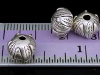 KE-015 Thai karen hill tribe handmade silver 6 leaf print lotus bead