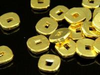 KG-166 24K gold vermeil 10 thai karen hill tribes handmade silver square shape bead