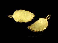 KG-461 24K gold vermeil Karen hill tribe handmade silver 2 brush curved leaf charm 