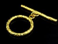 KG-322 24K gold vermeil 1 thai karen hill tribes handmade silver sharp hammered round toggle