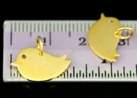 KG-547 Thai karen hill tribe silver 4 gold vrmeil medium die cut bird shape charm