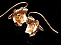 KZ-199 Thai karen hill tribes handmade 24K rose gold vermeil over silver pair wild flower earring 