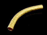 KG-506 24K gold vermeil Karen hill tribe handmade silver 1 scratch hammered curve tube bead 