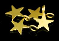 KG-542 thai karen hil tribes silver 6 gold vermeil mini die cut star shape charm 10.0 mm.