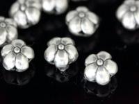 KD-016 thai karen hill tribe silver 4 flower puffy beads