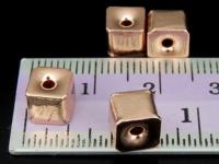 KZ-070 24K rose gold vermeil thai karen hill tribe handmade silver 2 small plain cube bead 