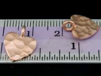 KZ-100 24K rose gold vermeil thai karen hill tribe handmade silver 5 Hammered heart shape charms (Fix hoop)