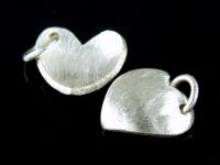 7KH-029 Thai karen hill tribe handmade silver 3 brush curved heart diecut charm