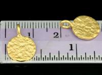 KG-550 Thai karen hill tribe silver 6 gold vermeil small rough stone texture charm 