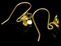 KG-484 Thai karen hill tribes handmade 24K gold vermeil over silver pair wild flower earring 