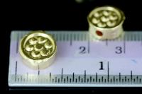 KG-623 Thai karen hill tribe silver 4 gold vermeil flower print cylinder round shaped bead