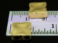 KG-163 24K gold vermeil 2 thai karen hill tribes handmade silver square shape bead