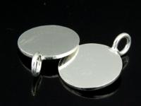 7KH-056 thai karen hill tribe handmade silver 4 simple plain round disc charm 14.0 mm.