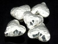 KB-018 Thai karen hill tribe handmade silver 3 hammered puffed heart shape bead