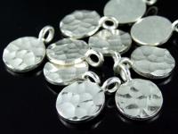 3KH-057 Thai karen hill tribe handmade silver 4 small hammered disc charm (Single side)