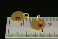 KG-585 thai karen hill tribe silver 1 gold vermeil round disc charm open jump ring with swarovski crystal birthstone(Jul:Ruby)