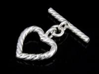 KR-048 Thai karen hill tribe handmade silver 2 twist wire heart shape toggle