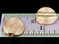 KZ-028 24K rose gold vermeil thai karen hill tribe handmade silver 2 small spiral print round disc bead 