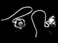 6KH-011 Thai karen hill tribe hanamade silver black & black piar wild flower earring 