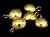 KG-431 24K gold vermeil Karen hill tribe handmade silver 2 hammered puffed round charm