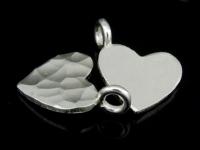 3KH-018 Thai karen hill tribe handmade silver 4 small hammered heart charm