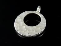 3KH-101 Thai karen hill tribe handmade silver 2 hammered round hole disc charm