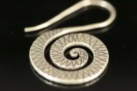 6KH-028 Thai karen hill tribes handmade silver pair spiral earring printed 2 sides