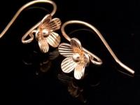 KZ-196 Thai karen hill tribes handmade 24K rose gold vermeil over silver pair wild flower earring 