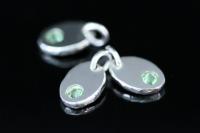 8KH-133 thai karen hill tribe silver 1 pebble charm open jump ring with swarovski crystal birthstone(Aug:Peridot)