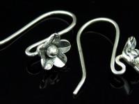 6KH-013 Thai karen hill tribe hanamade silver black & black piar wild flower earring 