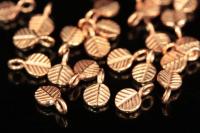 KZ-081 thai karen hill tribe handmade silver 8 rose gold vermeil small leaf charm