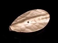 KZ-154 24K rose gold vermeil thai karen hill tribe handmade silver 1 hammered twist leaf bead 