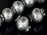 KO-006 thai karen hill tribe silver 1 fancy round bead