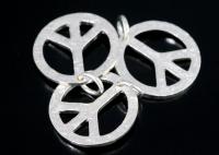 7KH-100 Thai karen hill silver 2 rough stone texture peace sign charm