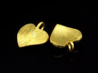 KG-463 24K gold vermeil Karen hill tribe handmade silver 4 brush curved heart disc charm