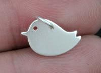 3KH-129 Thai karen hill handmade silver 4 medium die cut bird shape charm