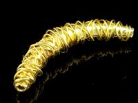 KG-161 24K gold vermeil 1 thai karen hill tribes handmade silver wire wrap curve tube bead 