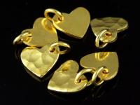 KG-116 24K gold vermeil Karen hill tribe handmade silver 3 hammered heart charm