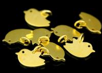 KG-548 Thai karen hill tribe silver 6 gold vrmeil small die cut chick bird shape charm