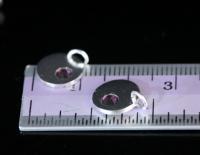8KH-115 thai karen hill tribe silver 1 round disc charm open jump ring with swarovski crystal birthstone(Feb:Amethyst)