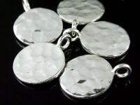 3KH-098 Thai karen hill tribe handmade silver 3 two side hammered disc charm
