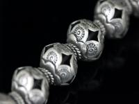 KO-007 thai karen hill tribe silver 2 fancy round bead